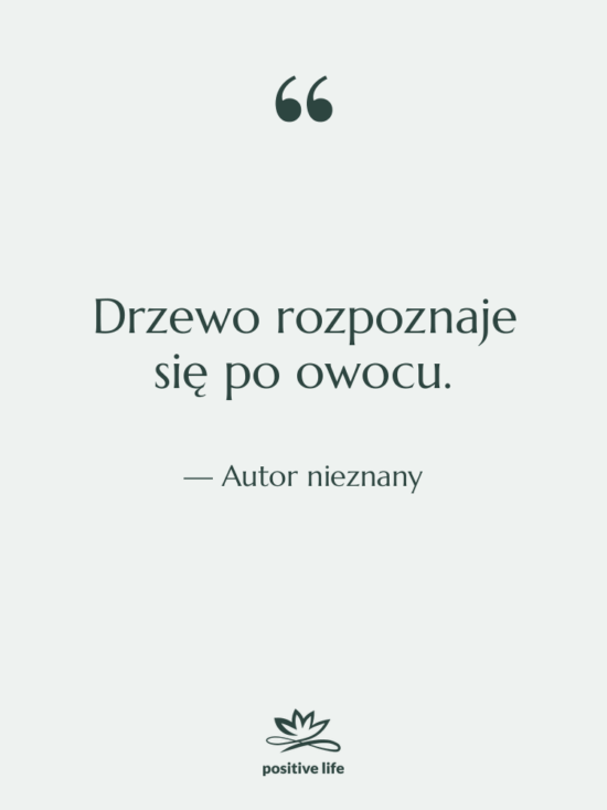 Cytat: Autor nieznany - Drzewo rozpoznaje się po owocu.