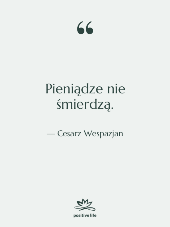 Cytat: Cesarz Wespazjan - Pieniądze nie śmierdzą.