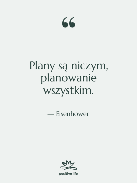 Cytat: Eisenhower - Plany są niczym, planowanie wszystkim.