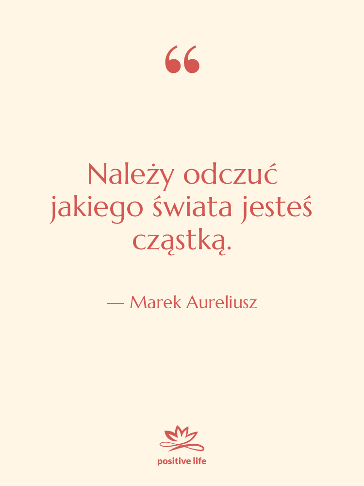 Cytat: Marek Aureliusz - Należy odczuć jakiego świata jesteś…