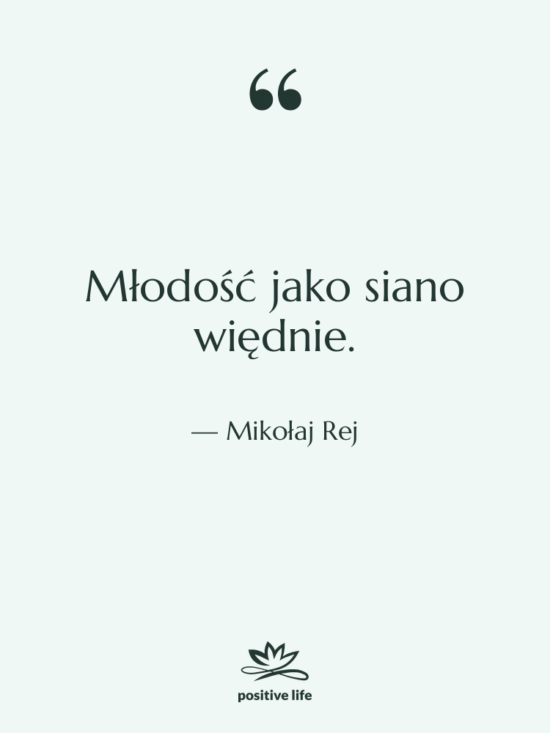 Cytat: Mikołaj Rej - Młodość jako siano więdnie.