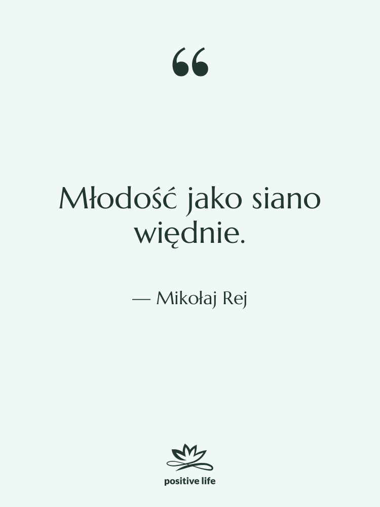 Cytat: Mikołaj Rej - Młodość jako siano więdnie.