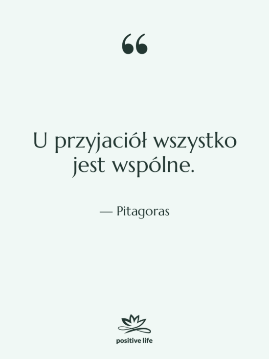 Cytat: Pitagoras - U przyjaciół wszystko jest wspólne.