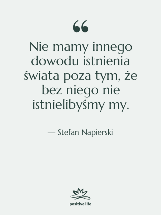 Cytat: Stefan Napierski - Nie mamy innego dowodu istnienia…