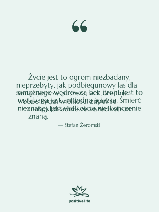 Cytat: Stefan Żeromski - Życie jest to ogrom niezbadany,…