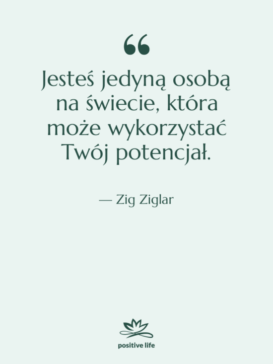 Cytat: Zig Ziglar - Jesteś jedyną osobą na świecie,…