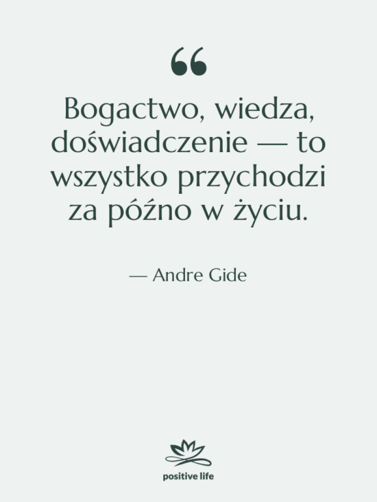 Cytat: Andre Gide - Bogactwo, wiedza, doświadczenie — to…