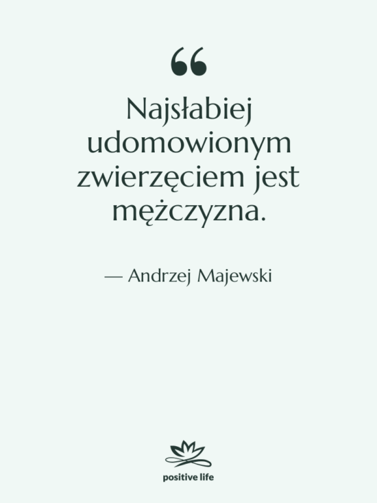 Cytat: Andrzej Majewski - Najsłabiej udomowionym zwierzęciem jest mężczyzna.