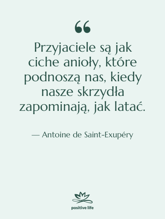 Cytat: Antoine de Saint-Exupéry - Przyjaciele są jak ciche anioły,…