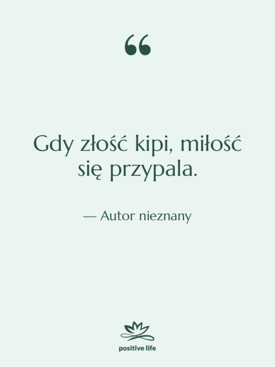 Cytat: Autor nieznany - Gdy złość kipi, miłość się…
