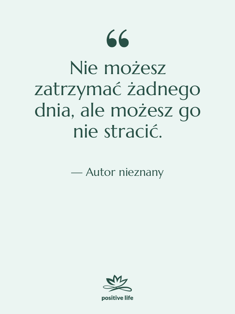 Cytat: Autor nieznany - Nie możesz zatrzymać żadnego dnia,…
