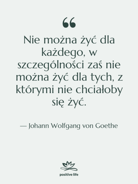 Cytat: Johann Wolfgang von Goethe - Nie można żyć dla każdego,…