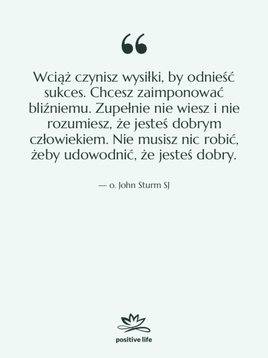Cytat: o. John Sturm SJ - Wciąż czynisz wysiłki, by odnieść…