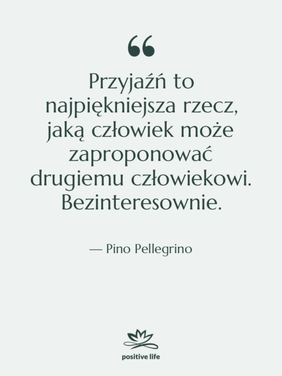 Cytat: Pino Pellegrino - Przyjaźń to najpiękniejsza rzecz, jaką…