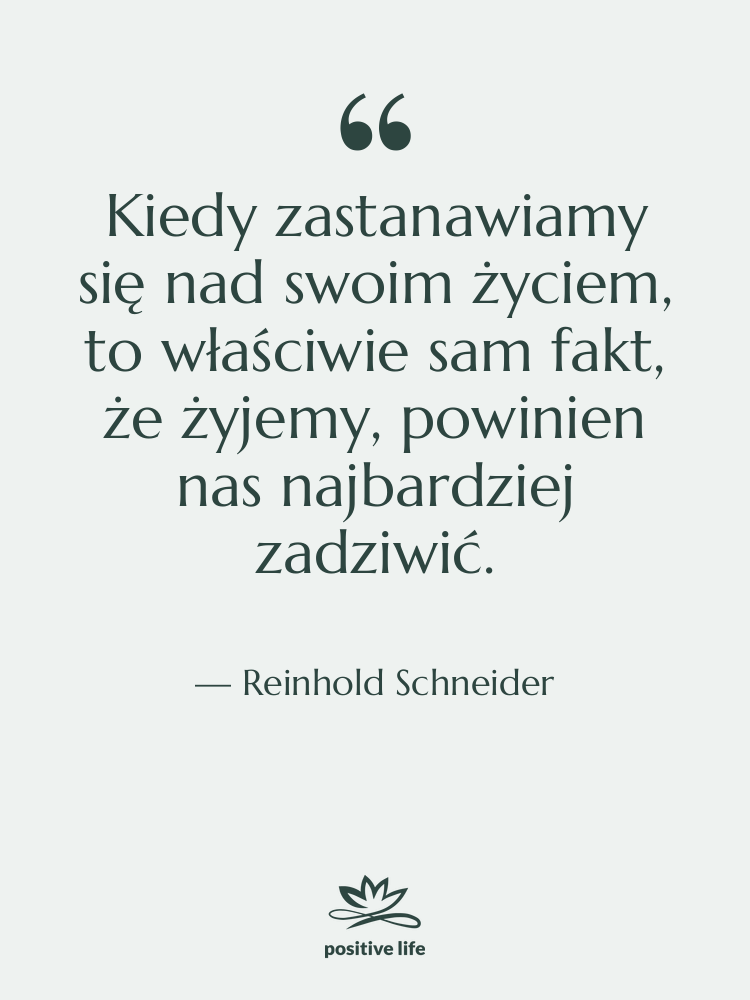 Cytat: Reinhold Schneider - Kiedy zastanawiamy się nad swoim…