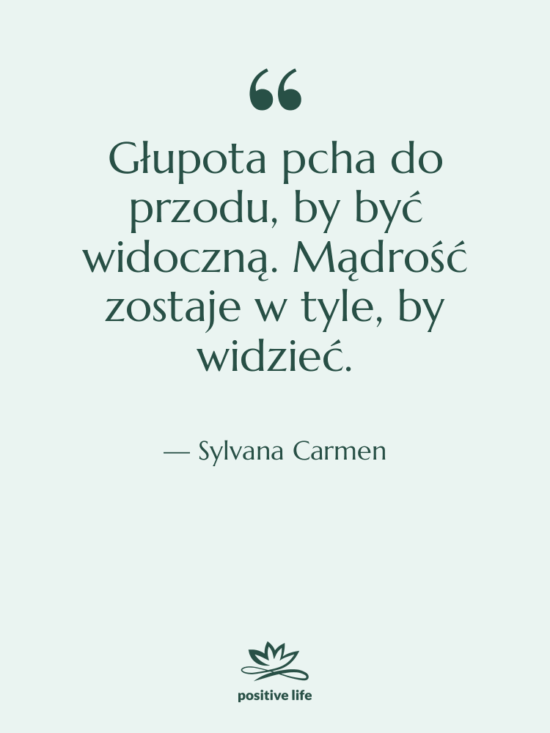 Cytat: Sylvana Carmen - Głupota pcha do przodu, by…