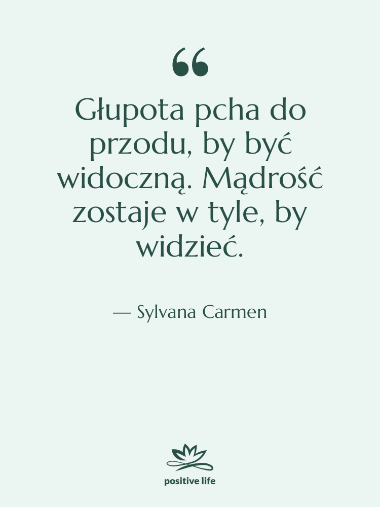 Cytat: Sylvana Carmen - Głupota pcha do przodu, by…