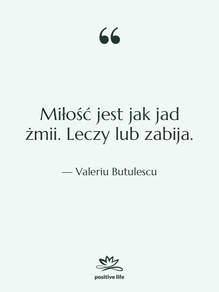 Cytat: Valeriu Butulescu - Miłość jest jak jad żmii.…