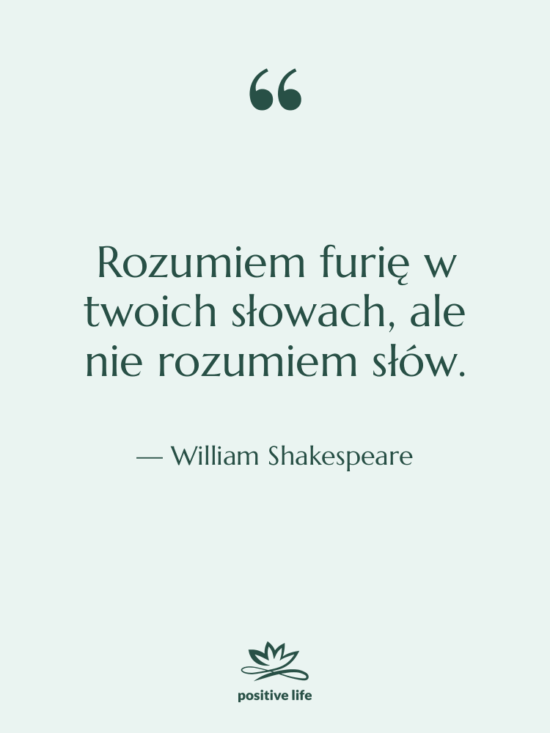 Cytat: William Shakespeare - Rozumiem furię w twoich słowach,…