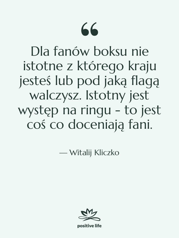 Cytat: Witalij Kliczko - Dla fanów boksu nie istotne…