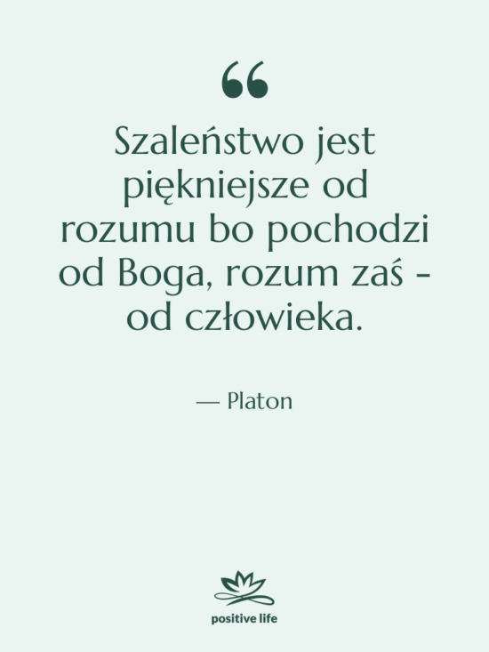 Cytat: Platon - Szaleństwo jest piękniejsze od rozumu…