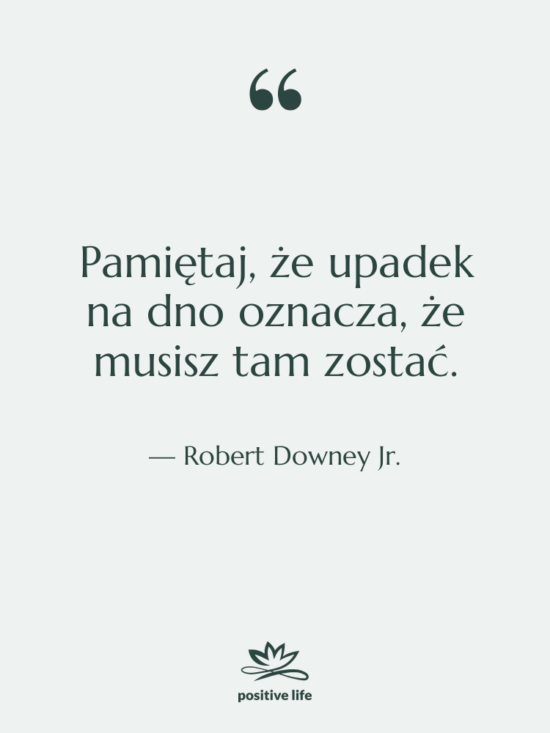 Cytat: Robert Downey Jr. - Pamiętaj, że upadek na dno…