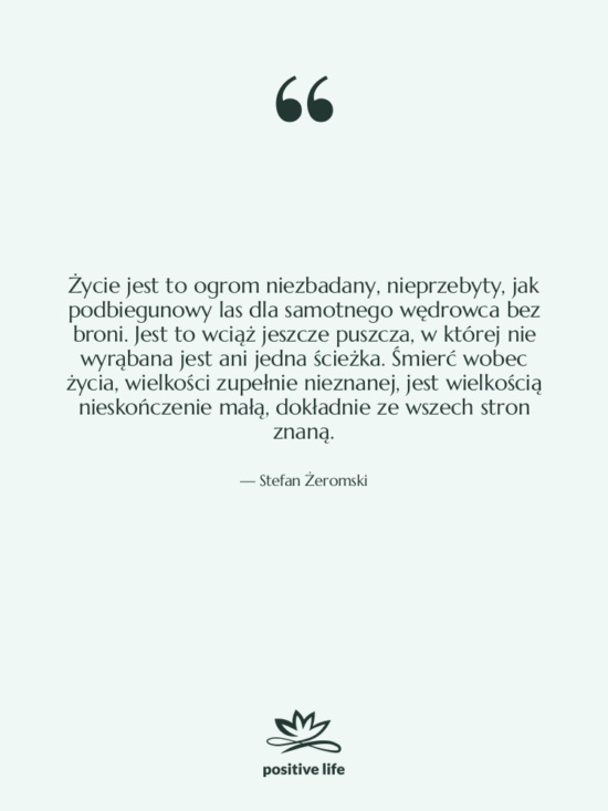 Cytat: Stefan Żeromski - Życie jest to ogrom niezbadany,…