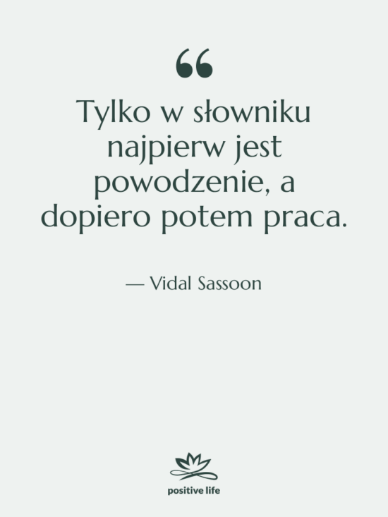 Cytat: Vidal Sassoon - Tylko w słowniku najpierw jest…