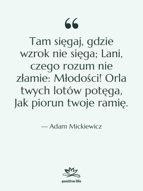 Cytat: Adam Mickiewicz - Tam sięgaj, gdzie wzrok nie&hellip;