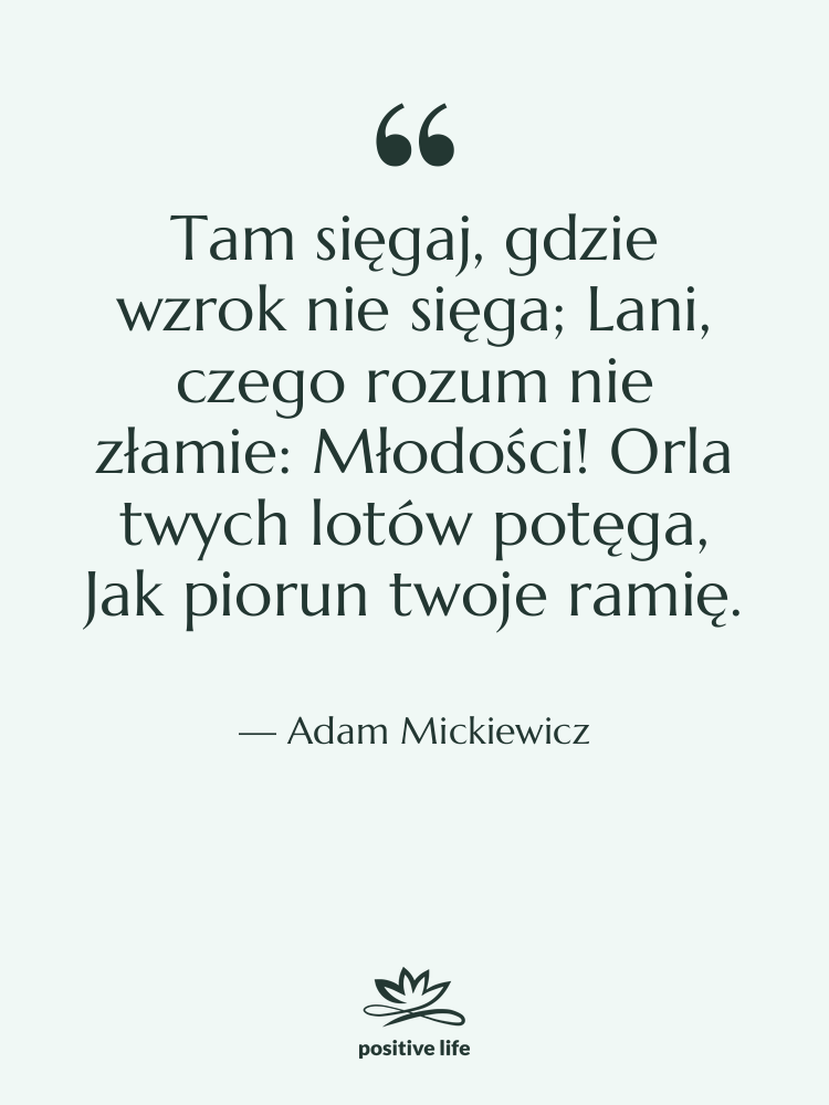 Cytat: Adam Mickiewicz - Tam sięgaj, gdzie wzrok nie&hellip;