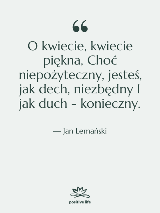 Cytat: Jan Lemański - O kwiecie, kwiecie piękna, Choć&hellip;