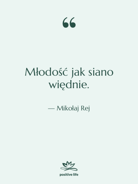Cytat: Mikołaj Rej - Młodość jak siano więdnie.
