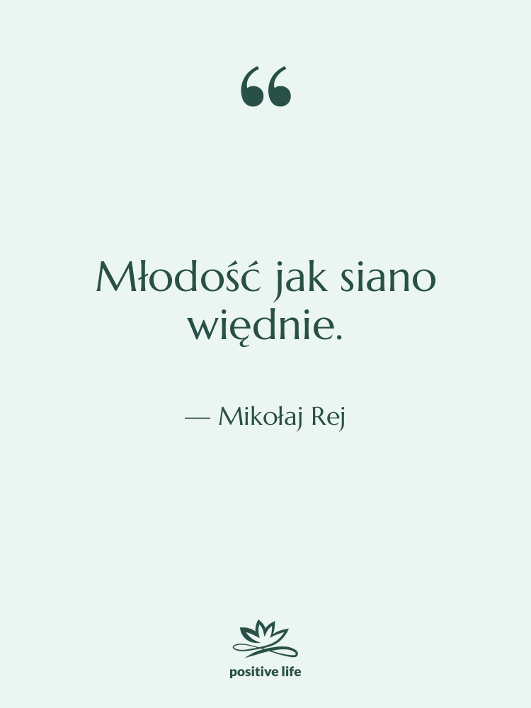 Cytat: Mikołaj Rej - Młodość jak siano więdnie.