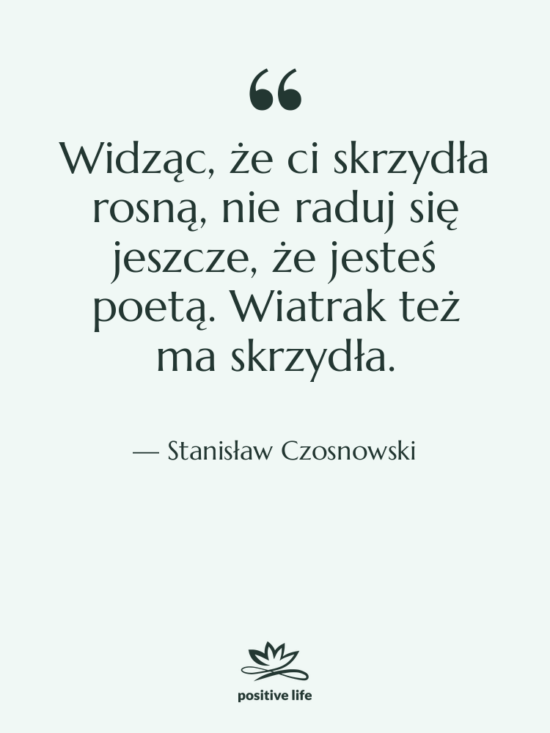 Cytat: Stanisław Czosnowski - Widząc, że ci skrzydła rosną,&hellip;