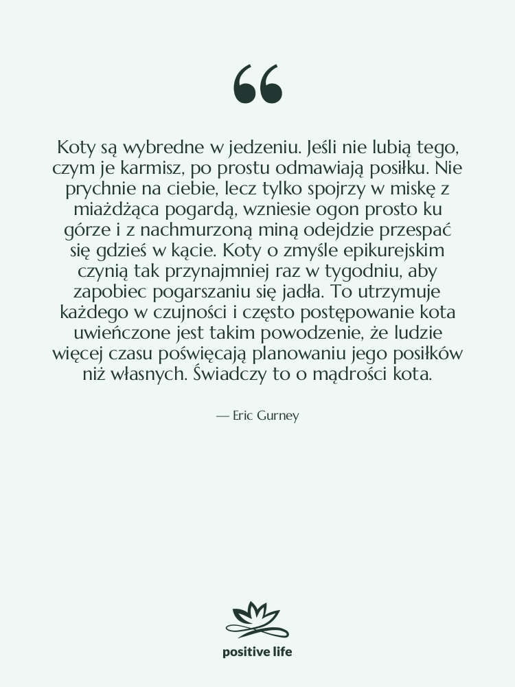 Cytat: Eric Gurney - Koty są wybredne w jedzeniu.…