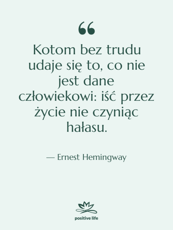 Cytat: Ernest Hemingway - Kotom bez trudu udaje się&hellip;