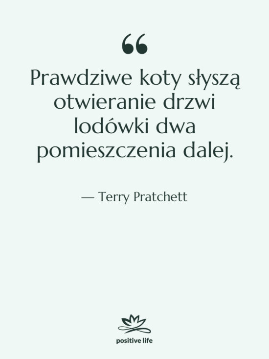 Cytat: Terry Pratchett - Prawdziwe koty słyszą otwieranie drzwi&hellip;